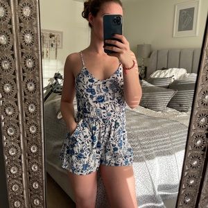 Blue and White Romper